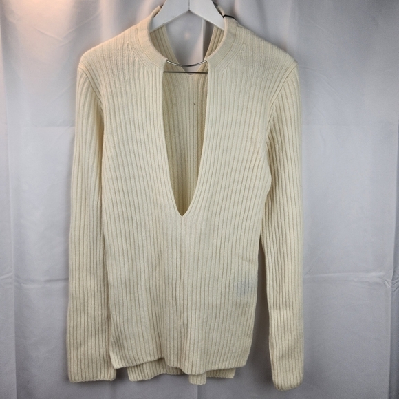 Ann Demeulemeester KNITTED V-NECK SWEATER IREK IVORY S XS BNWT - Picture 4 of 12